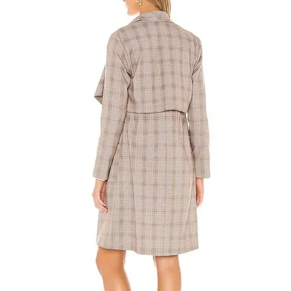 cupcakes and cashmere Plaid Drape Front Trench Coat XS - Picture 6 of 16